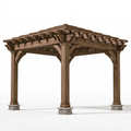 Pergola ogrodowa 300 x 300 x 250 cm z drewna brązowa z ażurowym dachem