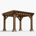 Pergola ogrodowa 400 x 300 x 270 cm z drewna brązowa z ażurowym dachem w stylu rustykalnym