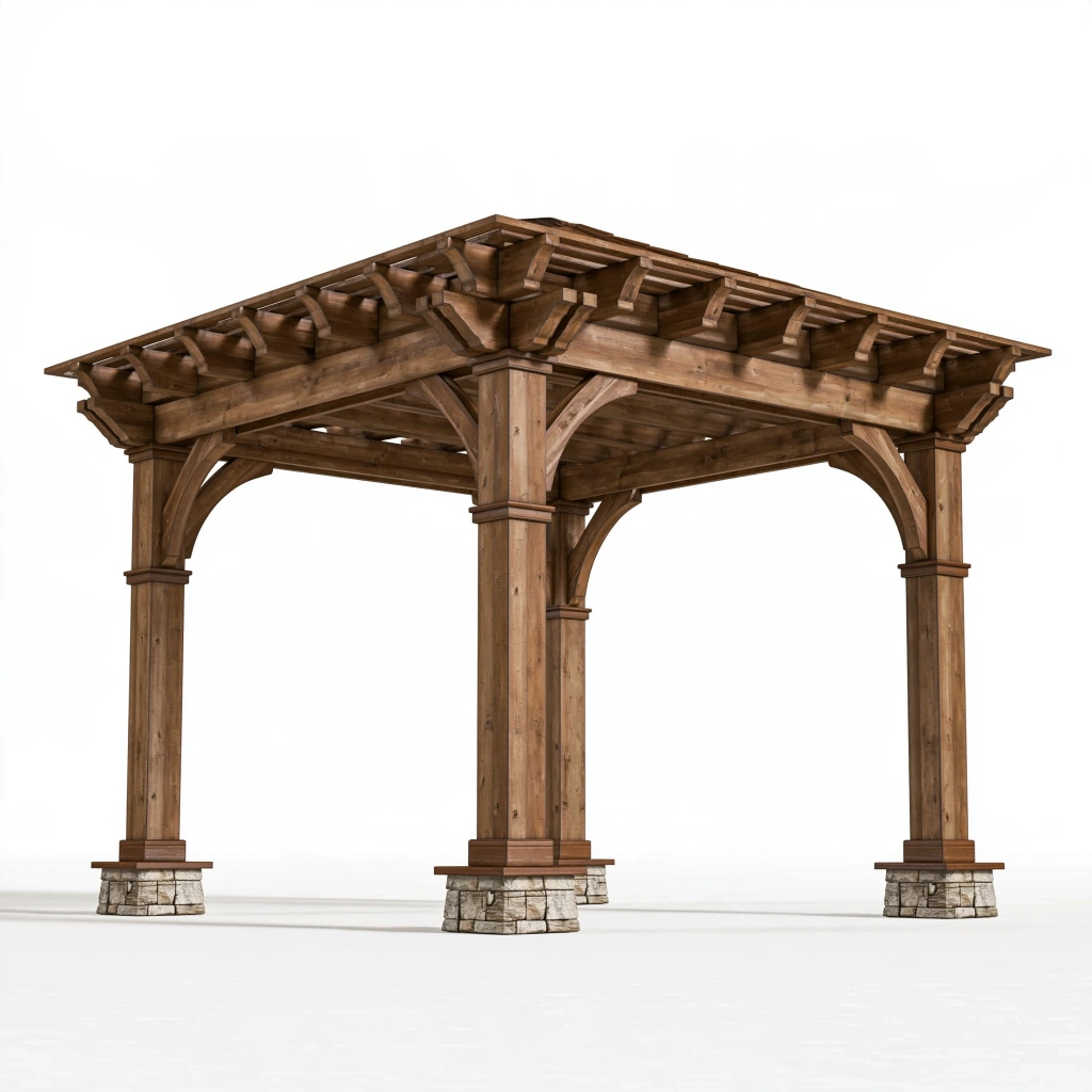 Pergola ogrodowa 400 x 300 x 280 cm drewniana brązowa w stylu rustykalnym