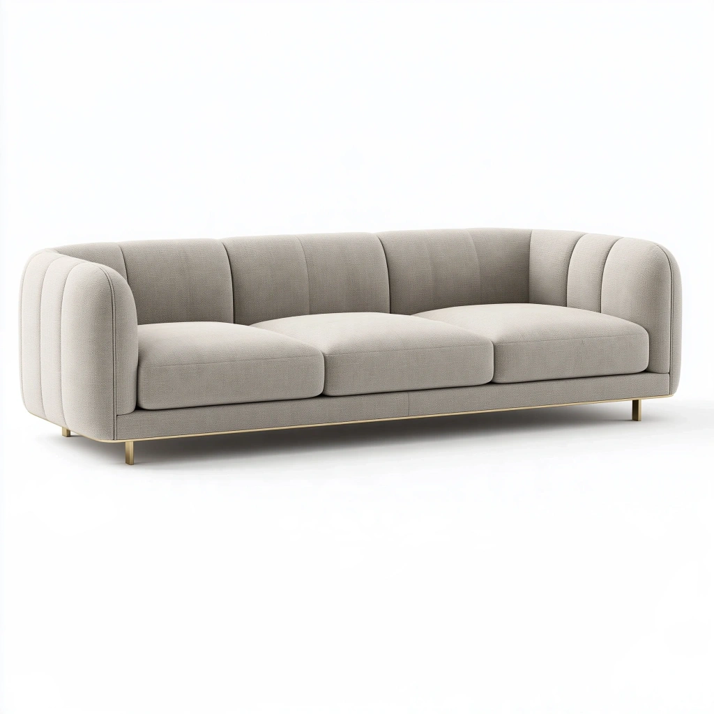 Sofa trzyosobowa 230 x 95 x 75 cm beżowa tapicerowana tkaniną - nowoczesna