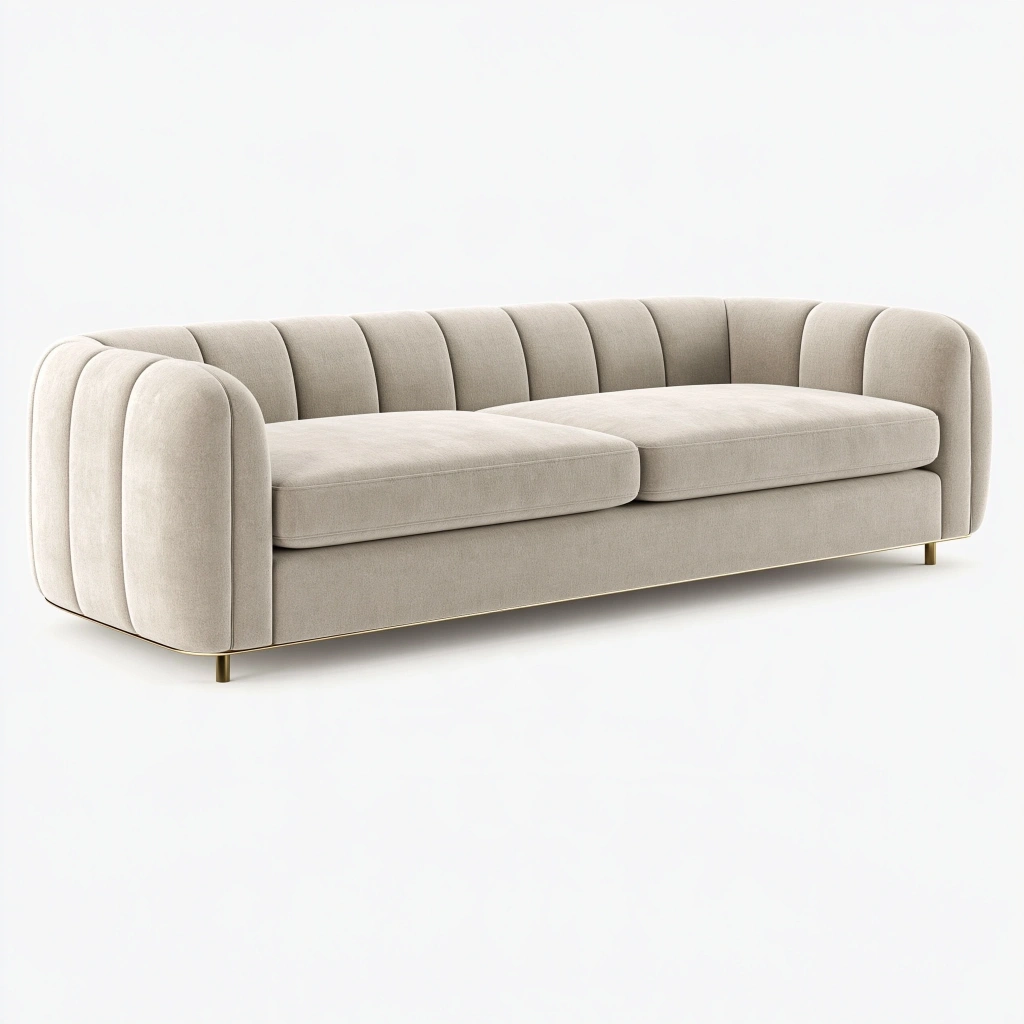 Sofa trzyosobowa 230 x 95 x 78 cm beżowa z tapicerką tekstylną w stylu nowoczesnym