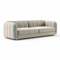 Sofa 220 x 95 x 75 cm z tkaniny jasnobeżowa - nowoczesna do salonu