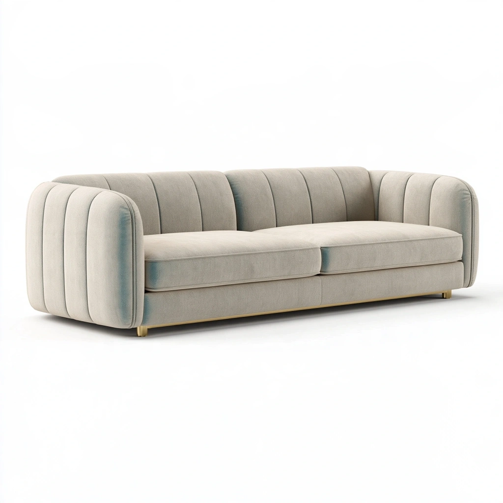 Sofa 220 x 95 x 75 cm z tkaniny jasnobeżowa - nowoczesna do salonu