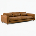 Sofa trzyosobowa 230 x 95 x 85 cm brązowa z tkaniny tapicerskiej do salonu w stylu nowoczesnym