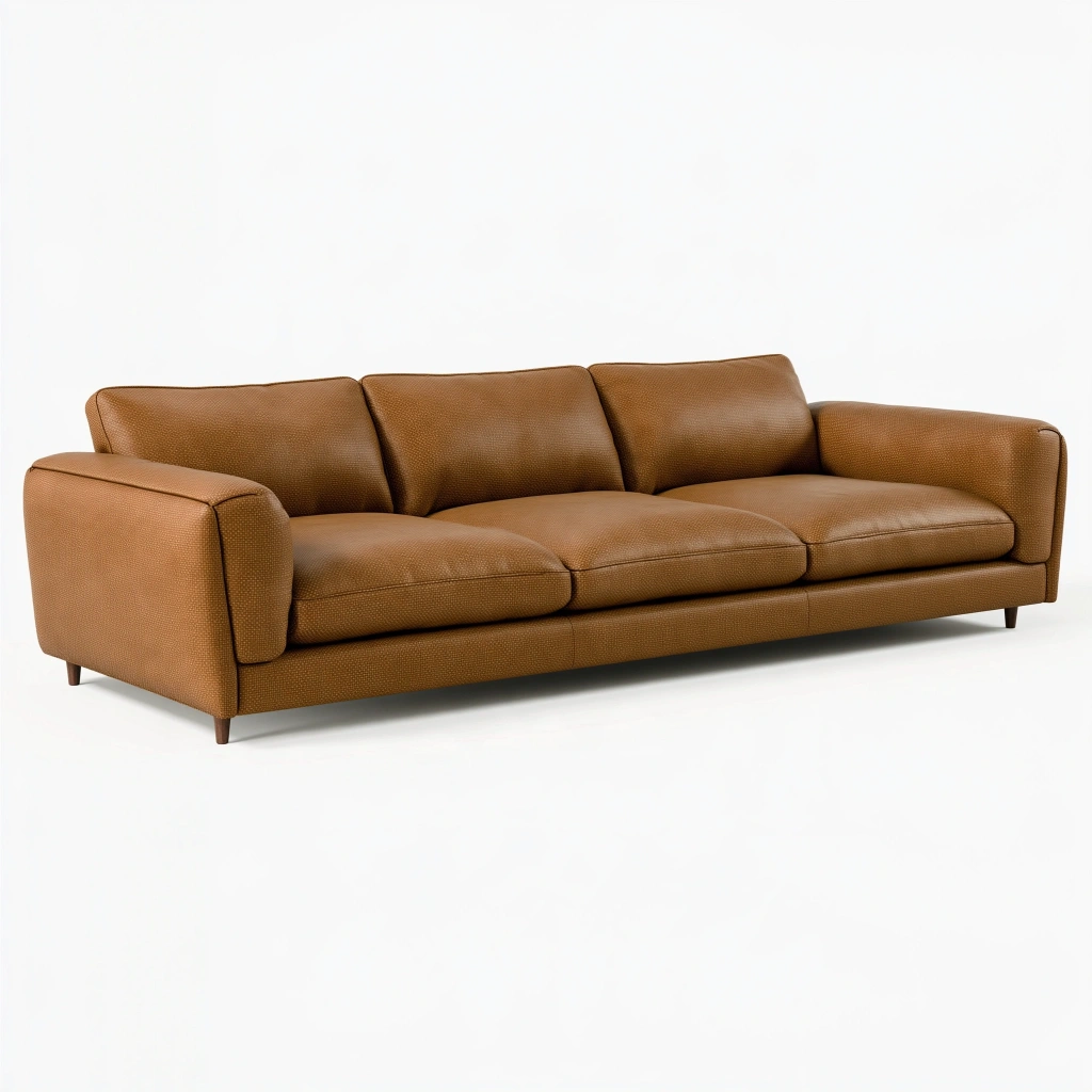 Sofa trzyosobowa 230 x 95 x 85 cm brązowa z tkaniny tapicerskiej do salonu w stylu nowoczesnym