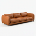 Sofa trzyosobowa 230 x 90 x 85 cm z tapicerką syntetyczną koniakowa nowoczesna do salonu