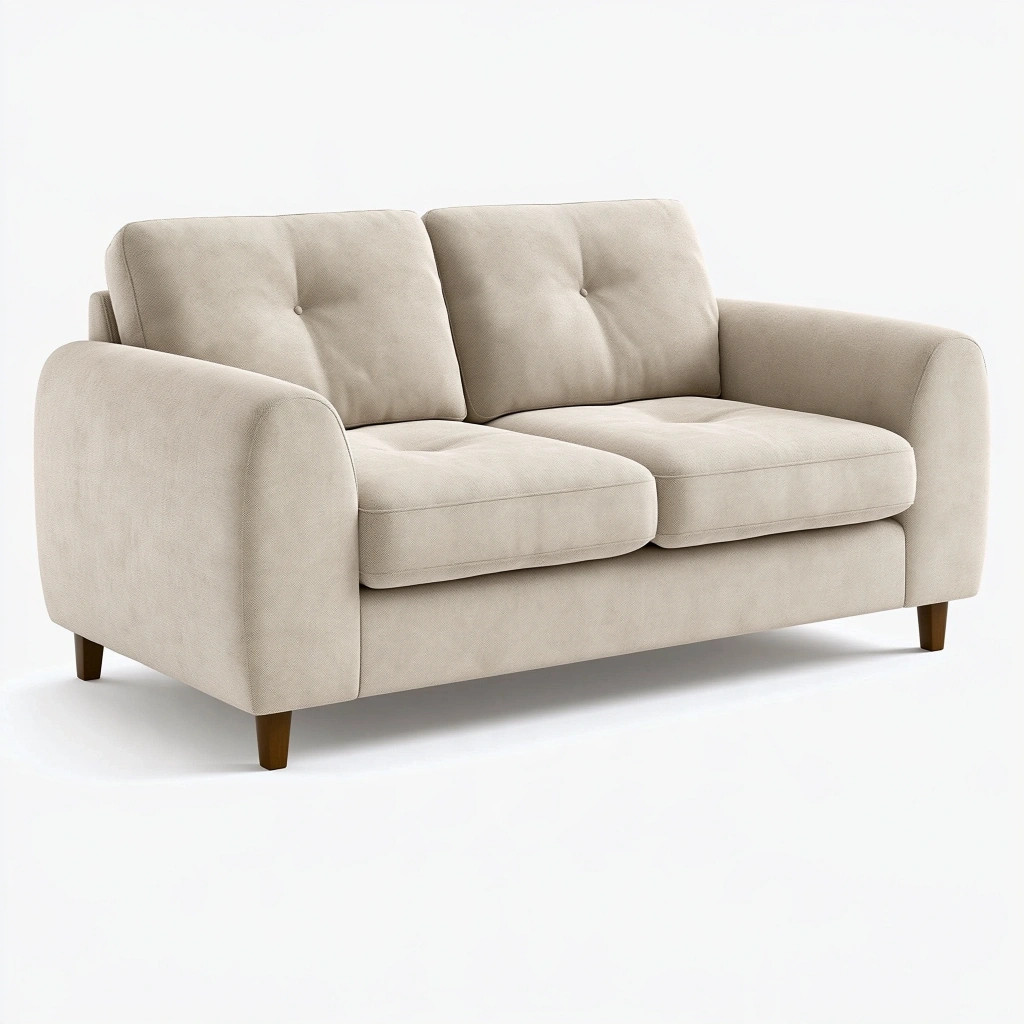 Sofa dwuosobowa 170 x 90 x 85 cm z tkaniny beżowa do salonu w stylu nowoczesnym