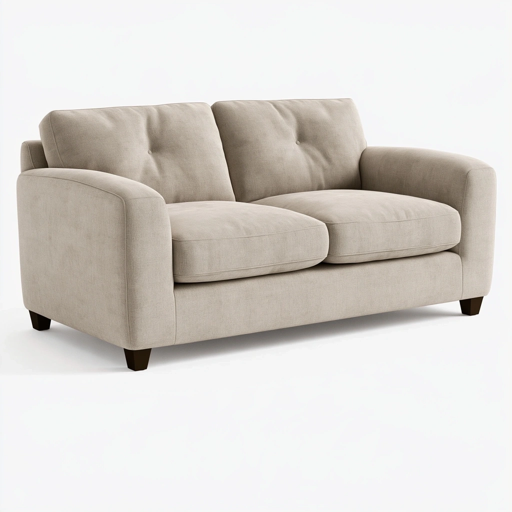 Sofa dwuosobowa 170 x 90 x 85 cm z tkaniny beżowa - klasyczna do salonu