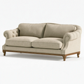 Sofa dwuosobowa 180 cm beżowa z tapicerką tekstylną w stylu klasycznym