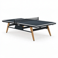 Stół do tenisa stołowego 274 x 152.5 x 76 cm MDF czarny z drewnianymi nogami do wnętrz