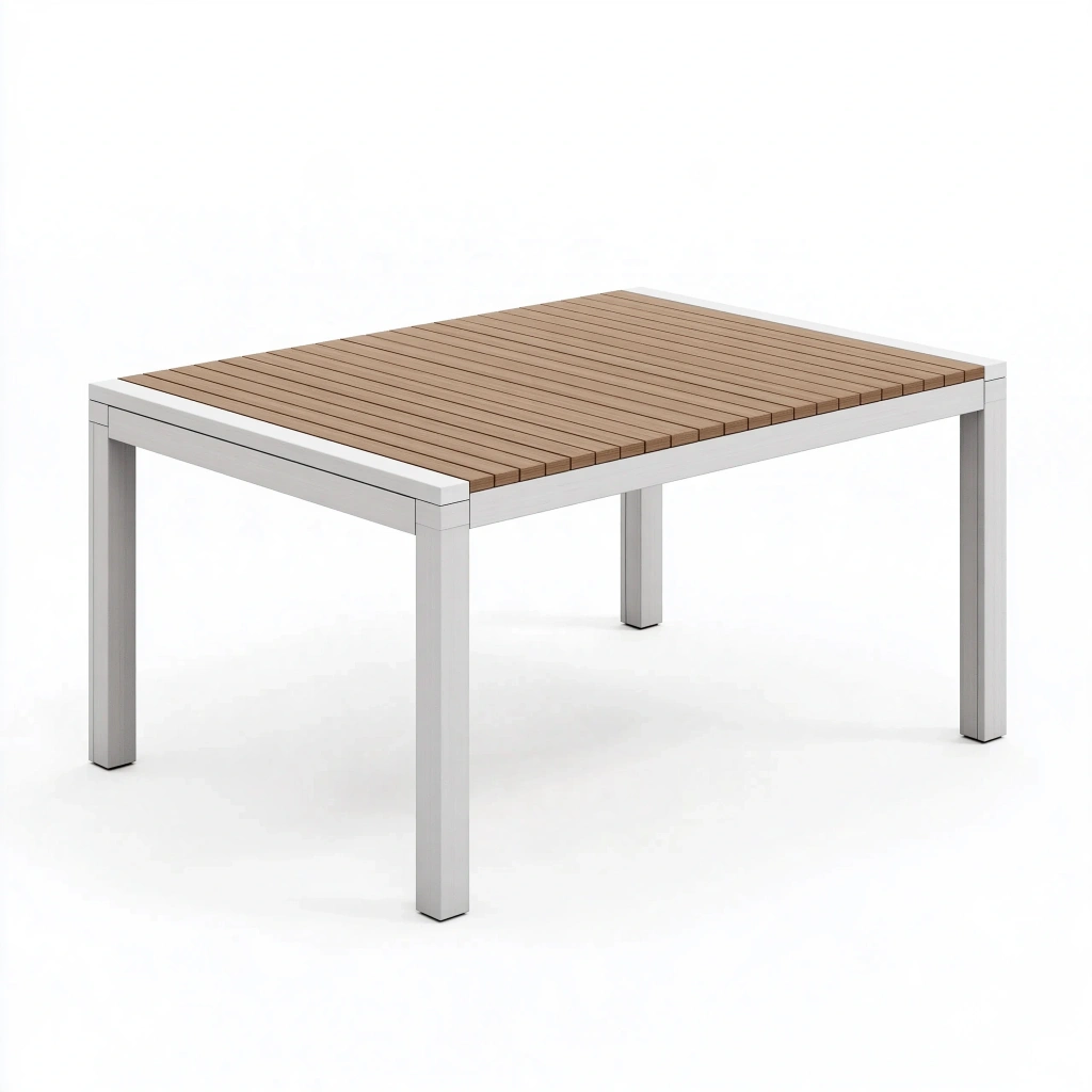 Stół ogrodowy 150 x 90 x 75 cm z aluminium i drewna brązowo-srebrny nowoczesny